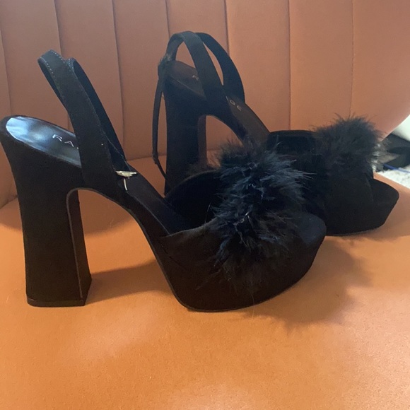 Faux Black Fur Heels - Picture 3 of 4